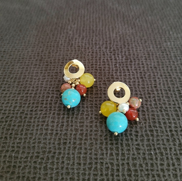 Iris & Lily Cluster Dangle Earrings - Picture 3 of 12